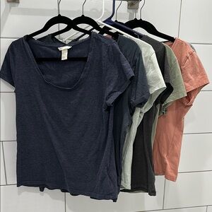 H&M (all one sale) Basic Size L Women's Assorted Color Tees